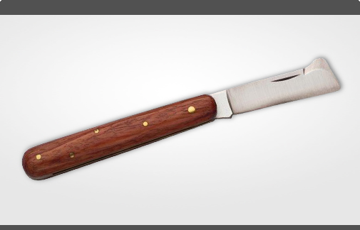 Budding and Grafting Knife with polished wooden handle, left-handed Length: 10.5 cm