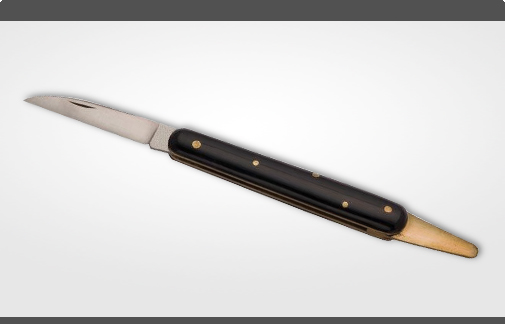 Budding and Grafting Knife with plastic handle and fixed brass bark lifer Length: 10.0 cm