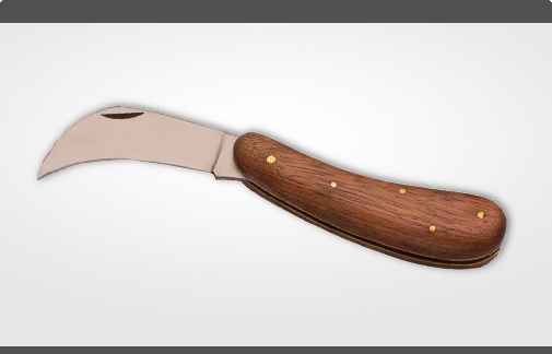 Garden Pruning Knife with polished wood handle Length: 12.0 cm