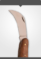 Garden Pruning Knife with polished wood handle Length: 12.0 cm