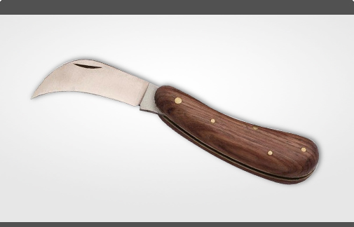 Garden Pruning Knife with polished wooden handle Length: 10.5 cm